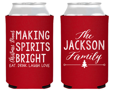 Making Spirits Bright Merry Christmas Foam Can Coolers