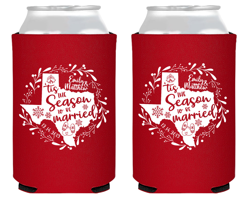 Tis The Season To Be Married Merry Christmas Foam Can Coolers