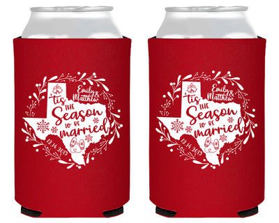 Tis The Season To Be Married Merry Christmas Foam Can Coolers