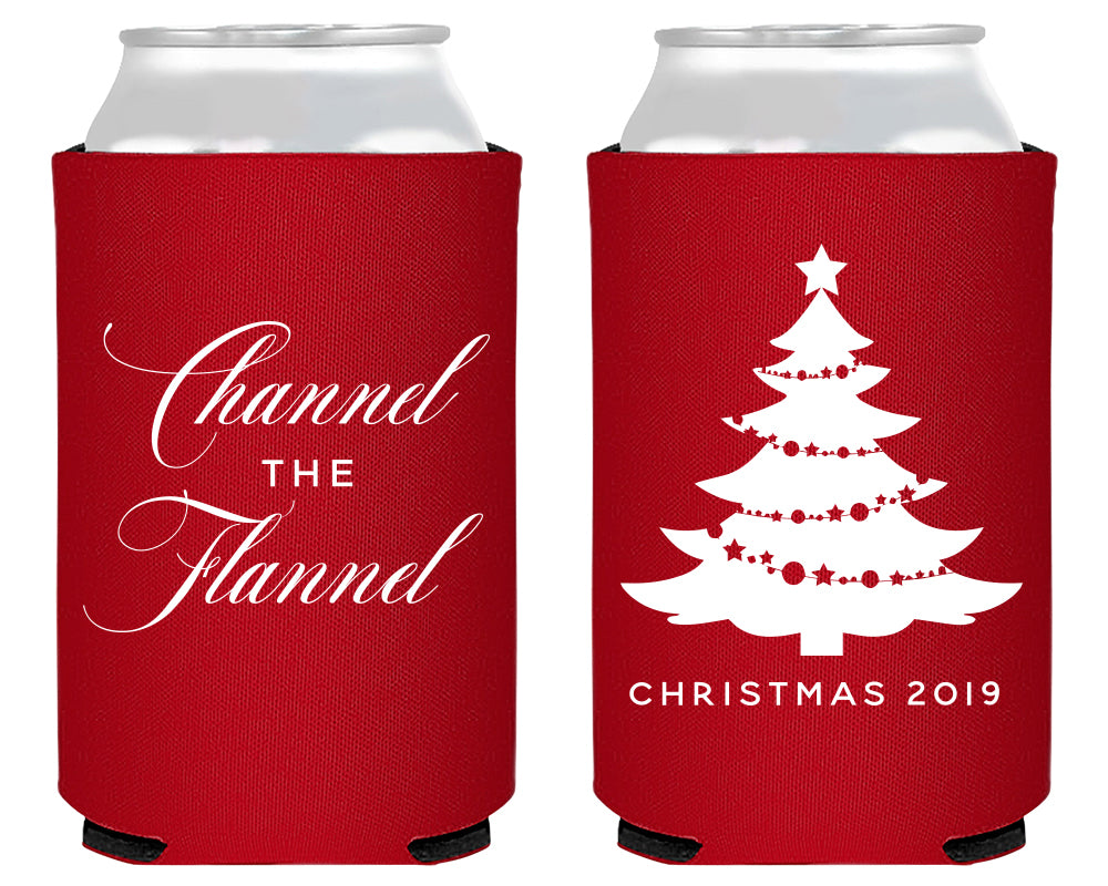 Channel the Flannel Merry Christmas Foam Can Coolers