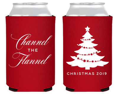 Channel the Flannel Merry Christmas Foam Can Coolers