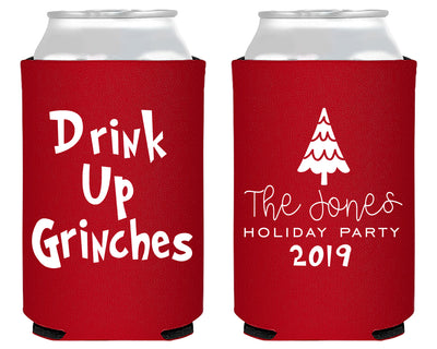 Drink Up Grinches Merry Christmas Foam Can Coolers