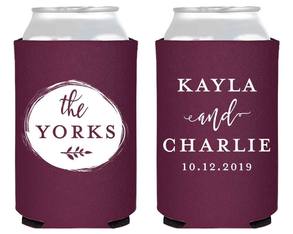 Last Name Wedding Can Coolers