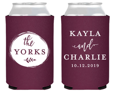 Last Name Wedding Can Coolers