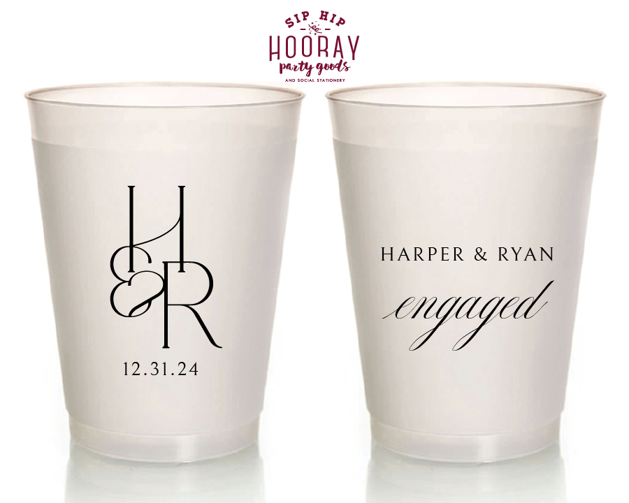 Initial Monogram Engagement Party Frosted Cups