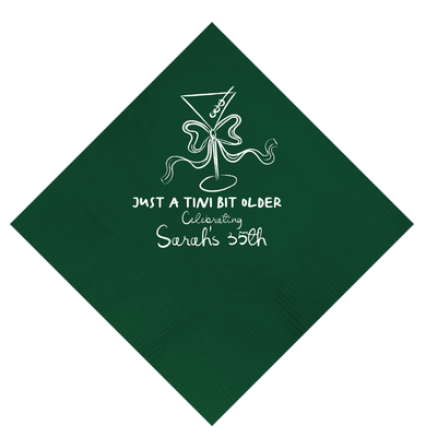 Just a Tini Bit Older Bow Martini Hand Drawn Birthday Napkin