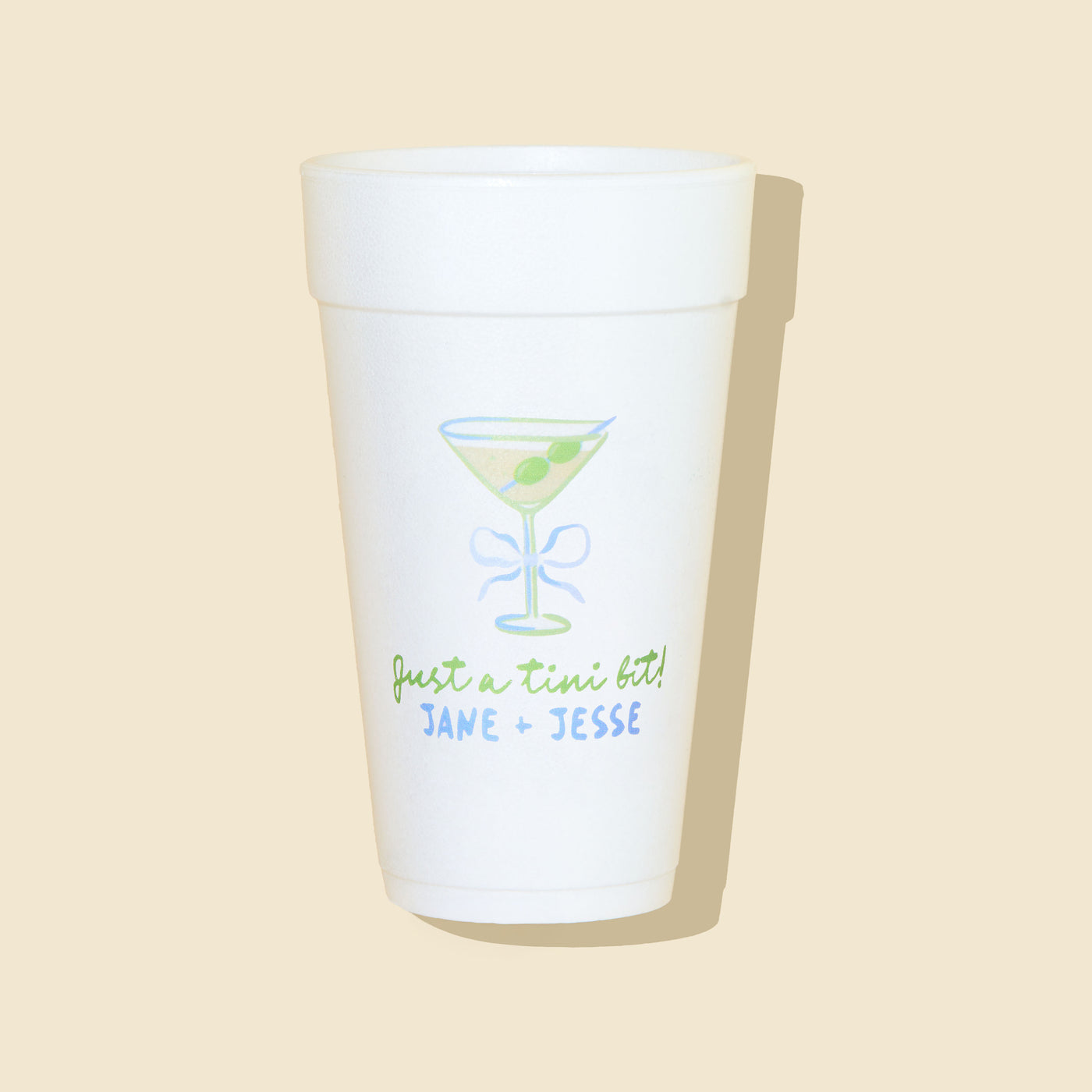 Just a Tini Bit Watercolor Martini Custom Full Color Styrofoam Cups