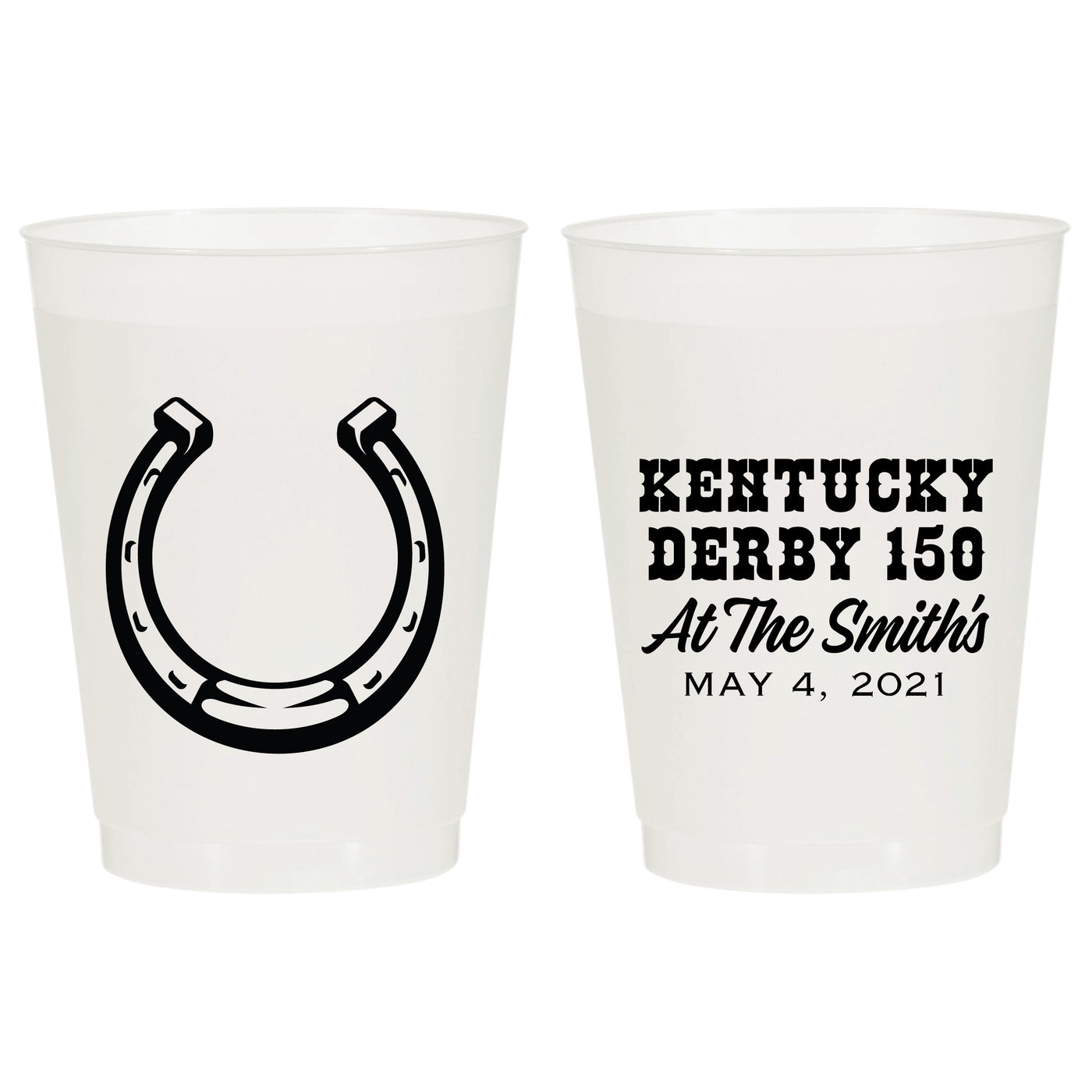 Kentucky Derby Day Custom Frosted Party Cups - 150th Running Horseshoe