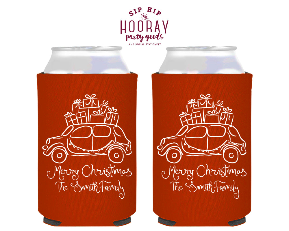 Car With Gifts Christmas Foam Can Coolers