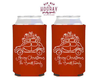 Car With Gifts Christmas Foam Can Coolers
