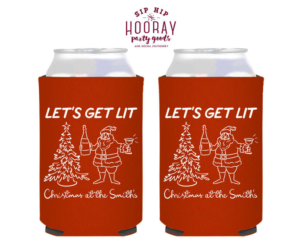 Let’s Get Lit Christmas Foam Can Coolers