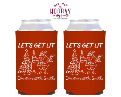 Let’s Get Lit Christmas Foam Can Coolers