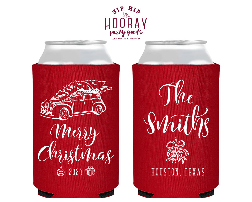 Christmas Tree Truck Foam Can Coolers