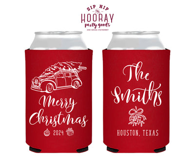 Christmas Tree Truck Foam Can Coolers