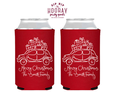 Car With Gifts Christmas Foam Can Coolers