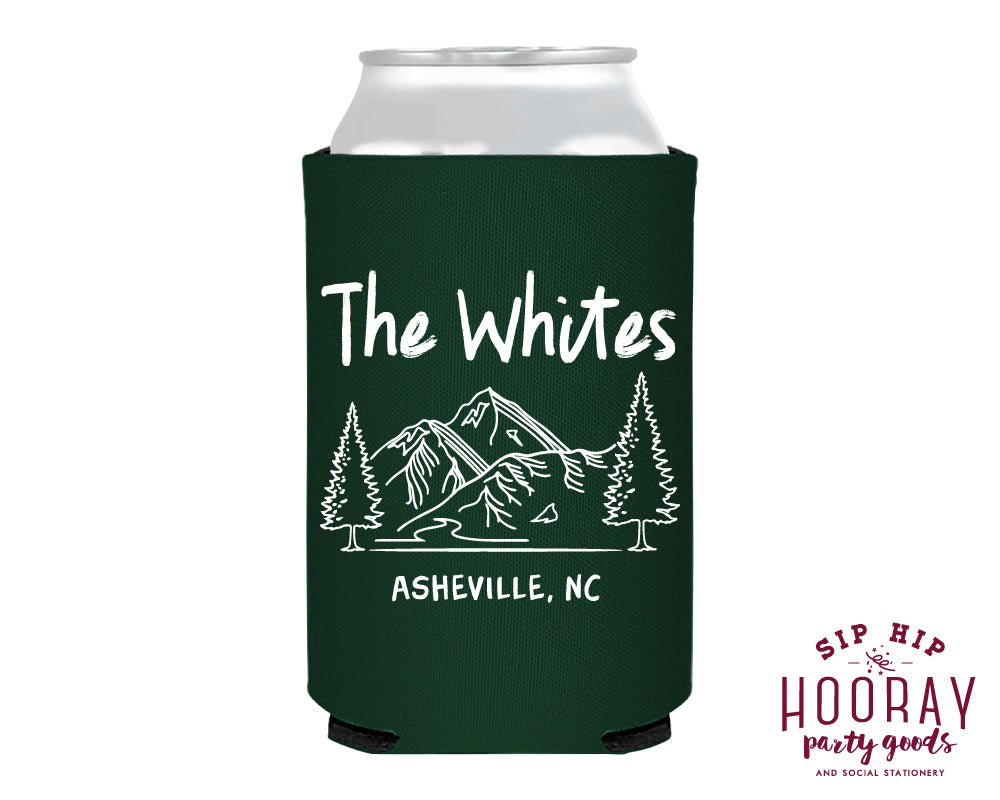 Custom Family Vacation Mountain Trip Neoprene Can Coolers