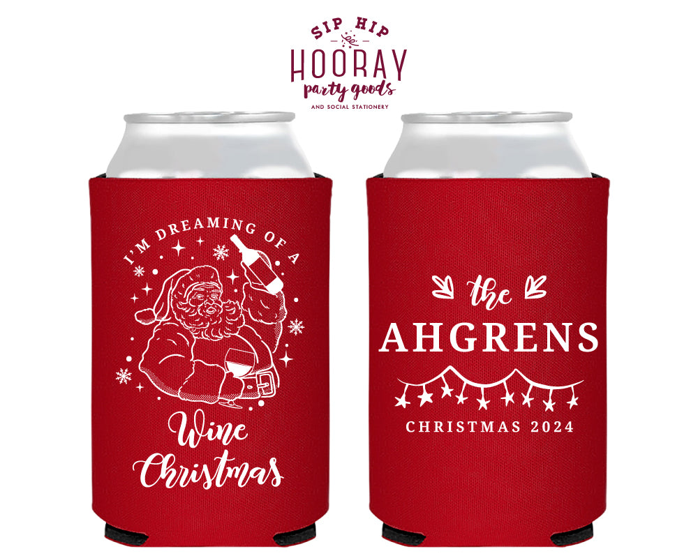 Dreaming of a Wine Christmas Foam Can Coolers