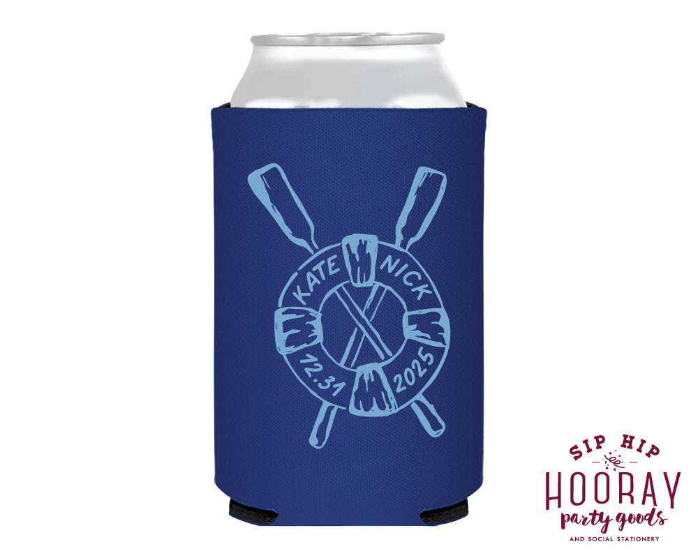 Custom Nautical Wedding Neoprene Can Coolers