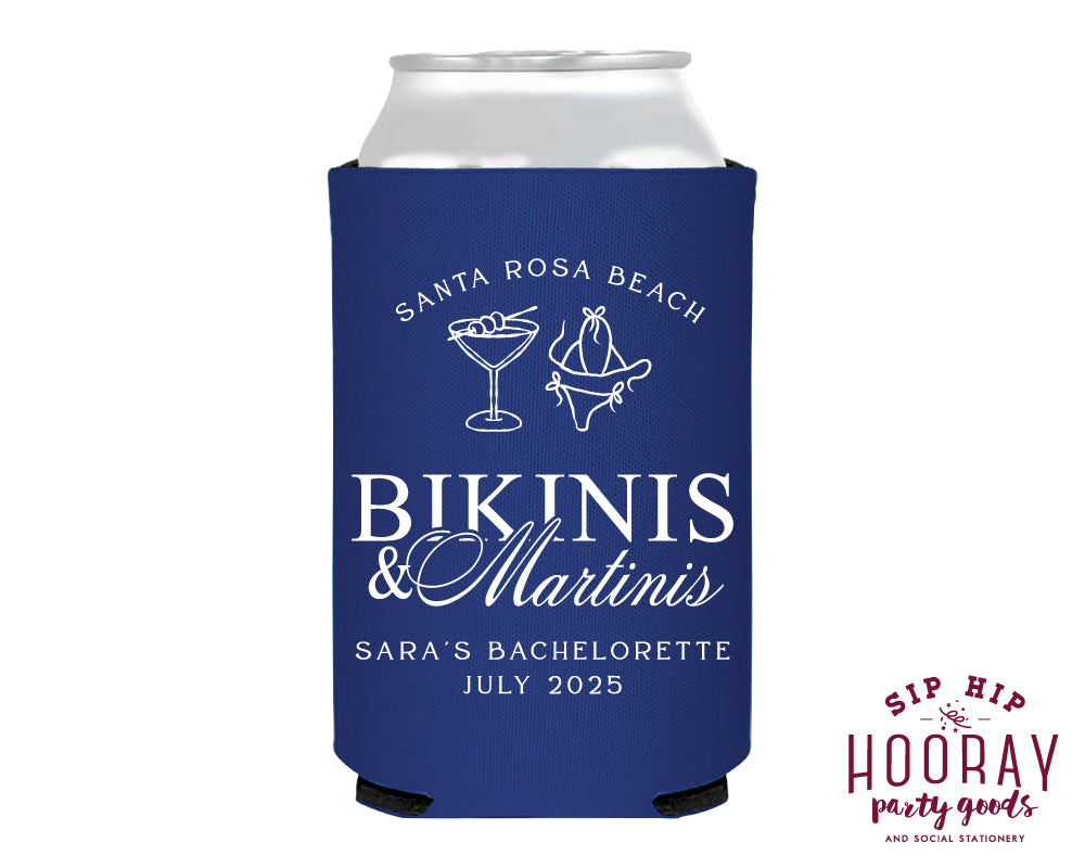 Bikinis & Martinis Bachelorette Neoprene Can Coolers
