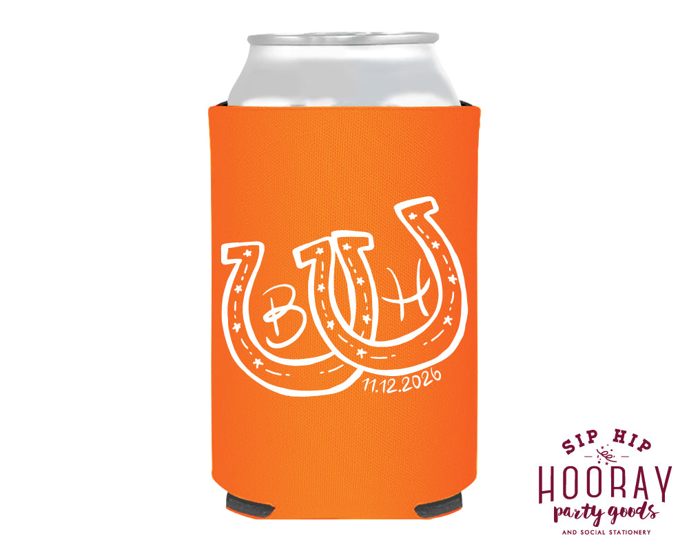Custom Horseshoe Initials Foam Can Coolers