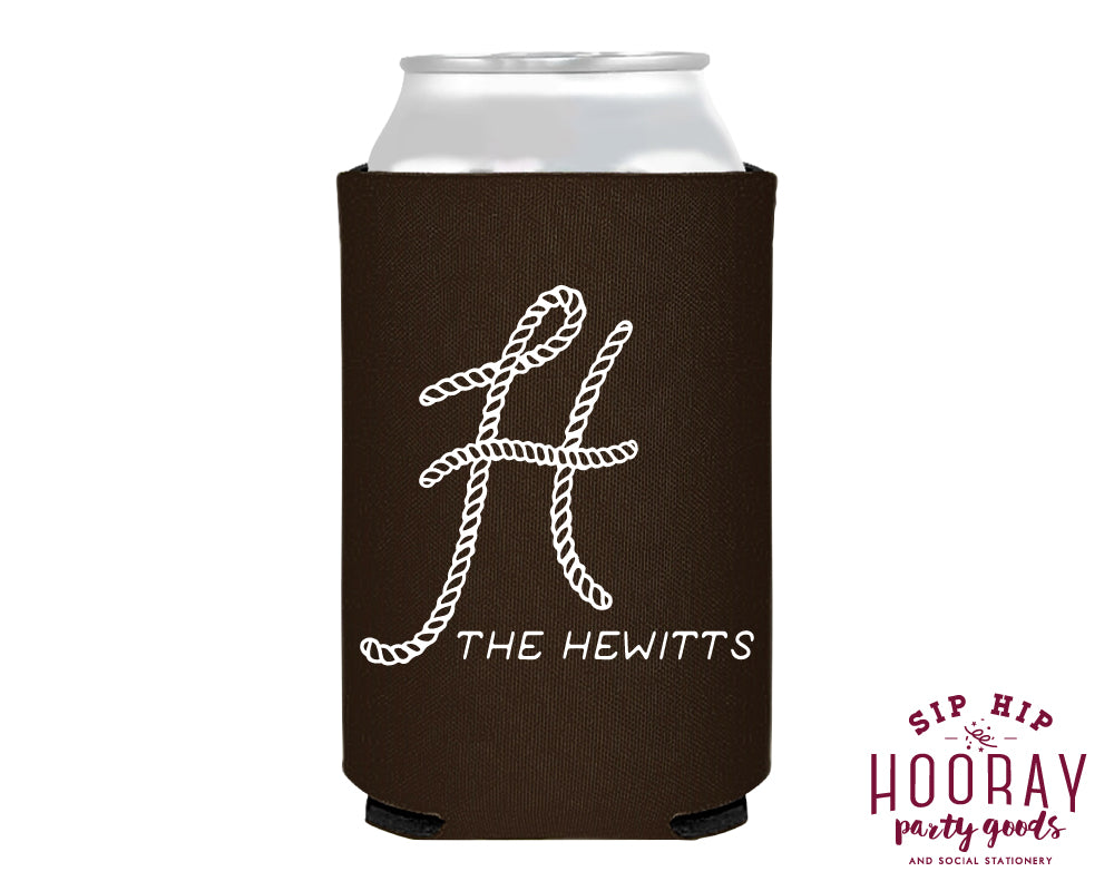 Custom Rope Letter Monogram Foam Can Coolers