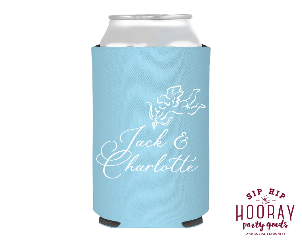 Custom Cupid Wedding Foam Can Coolers