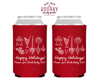 Happy Holidays Christmas Foam Can Coolers
