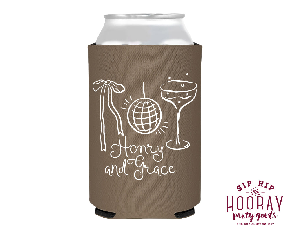 Hand Drawn Wedding Icons Foam Can Coolers