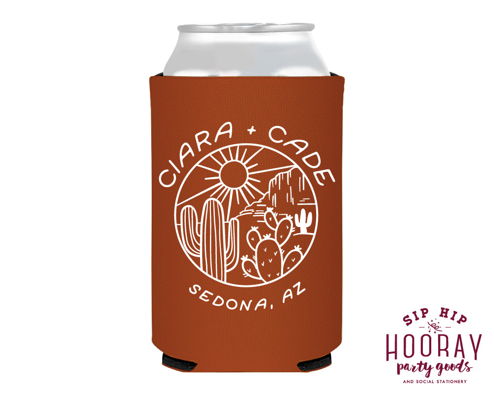 Custom Desert Wedding Neoprene Can Coolers
