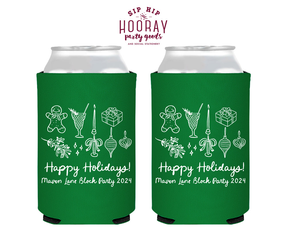 Happy Holidays Christmas Foam Can Coolers