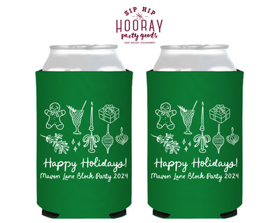 Happy Holidays Christmas Foam Can Coolers