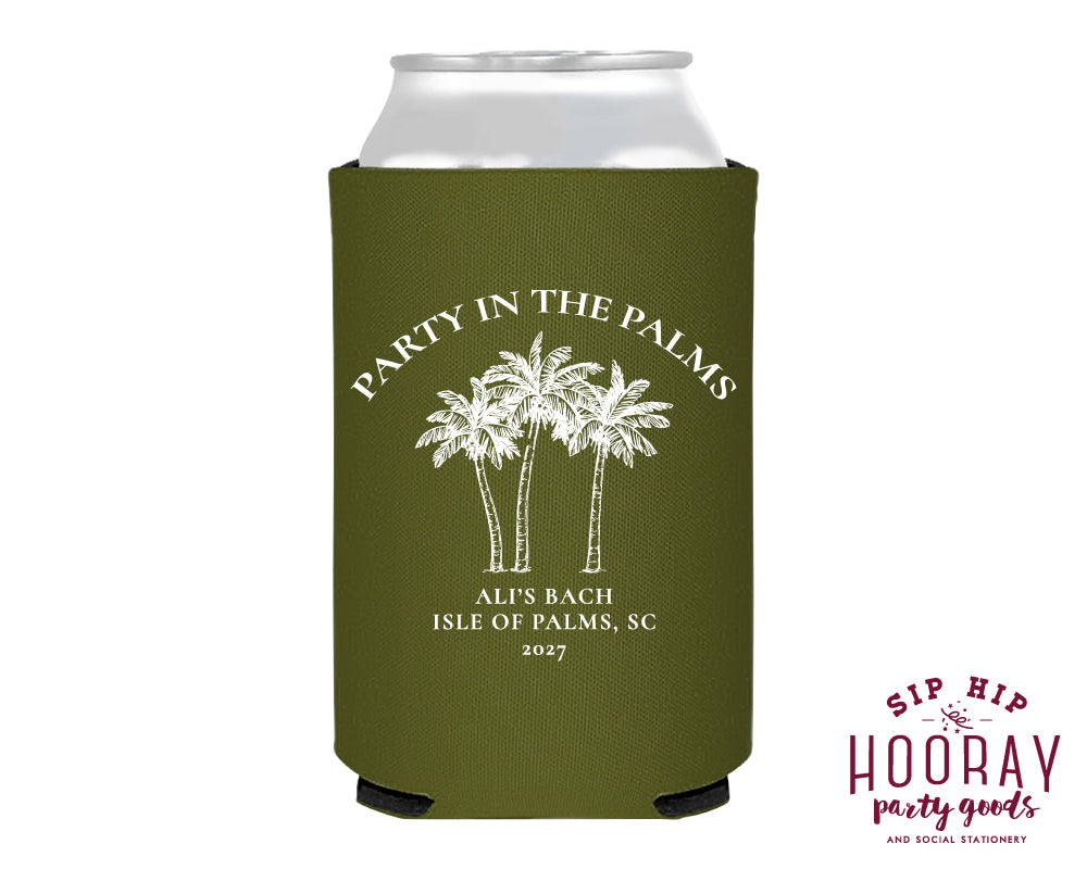 Party in the Palms Bachelorette Foam Can Coolers