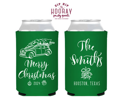 Christmas Tree Truck Foam Can Coolers