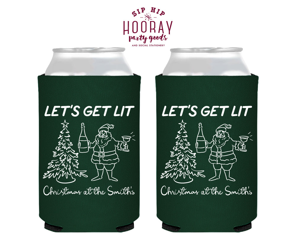 Let’s Get Lit Christmas Foam Can Coolers