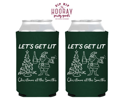 Let’s Get Lit Christmas Foam Can Coolers