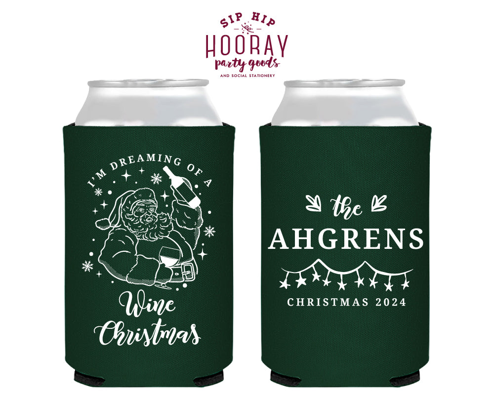 Dreaming of a Wine Christmas Foam Can Coolers