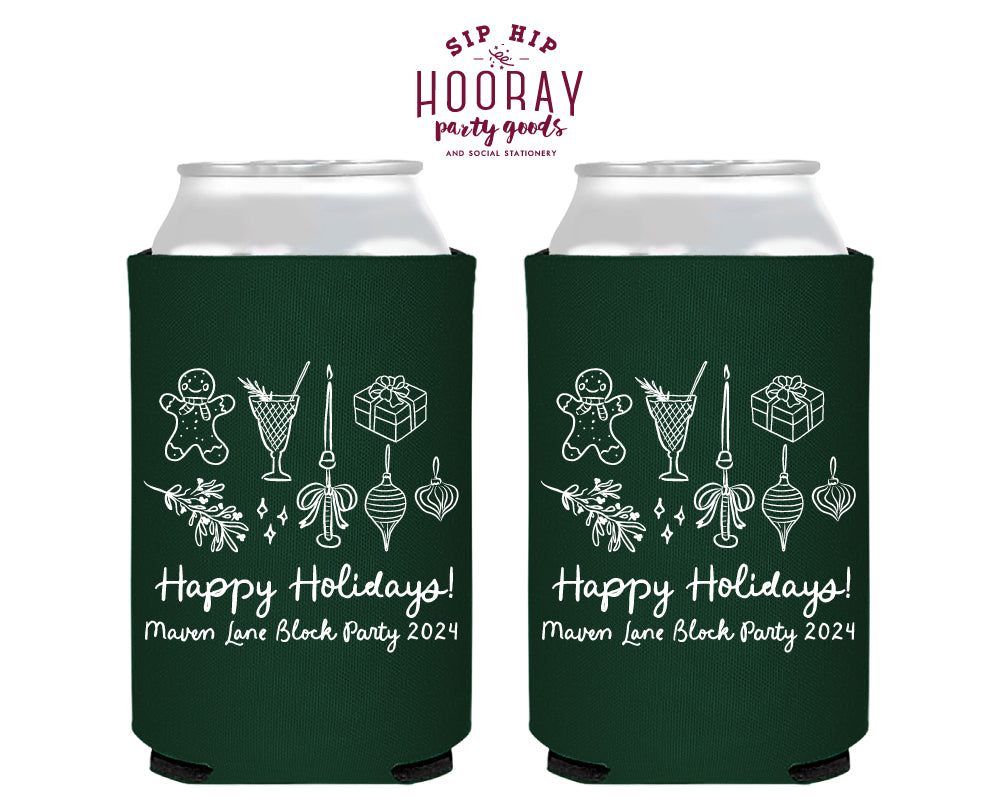 Happy Holidays Christmas Foam Can Coolers