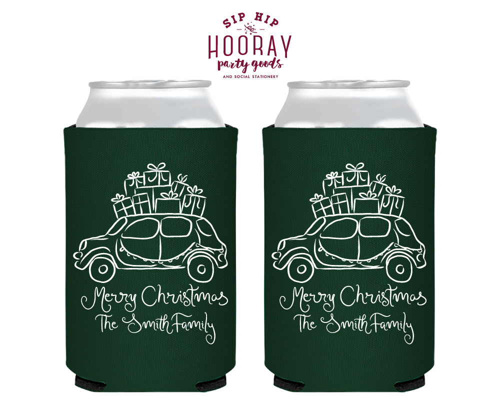 Car With Gifts Christmas Foam Can Coolers