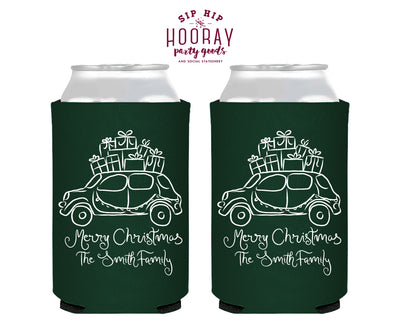 Car With Gifts Christmas Foam Can Coolers