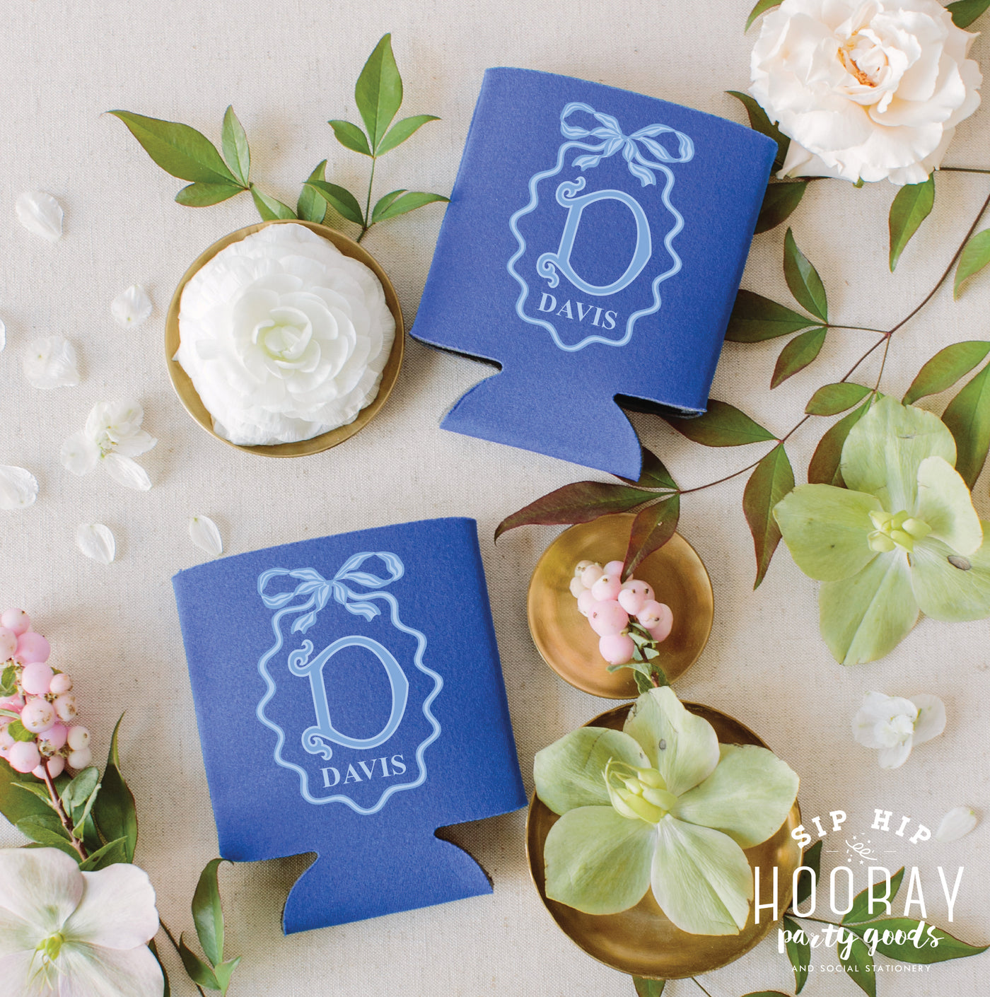 At Home Collection | Monogram Bow Full Color Can Coolers