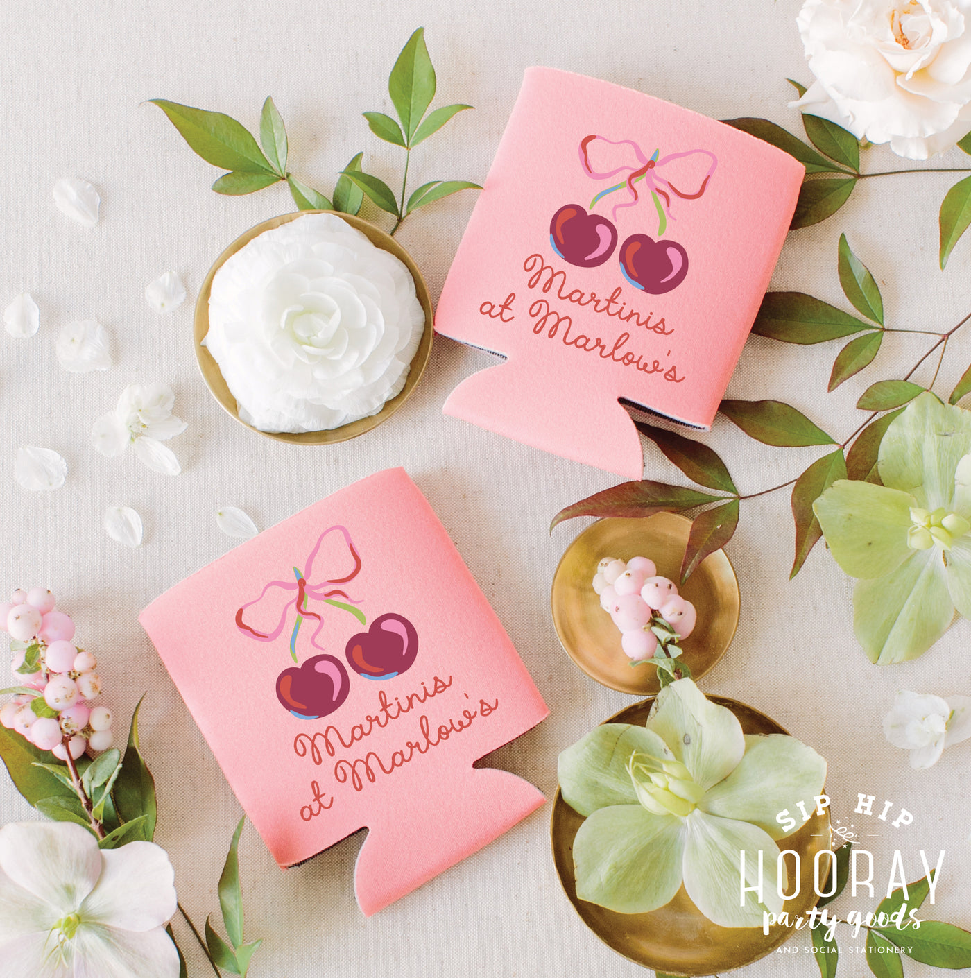 At Home Collection | Watercolor Cherries Full Color Can Coolers