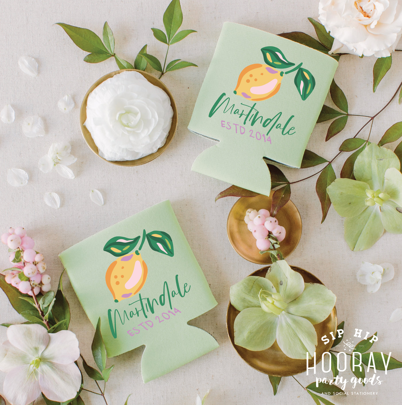 At Home Collection | Watercolor Lemon Full Color Can Coolers