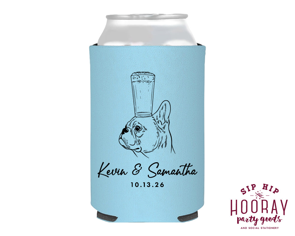 French Bulldog Wedding Foam Can Coolers