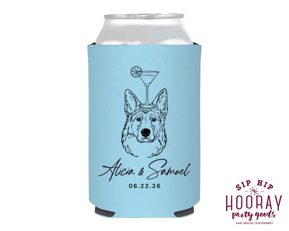 German Shepard Drawing Wedding Foam Can Coolers