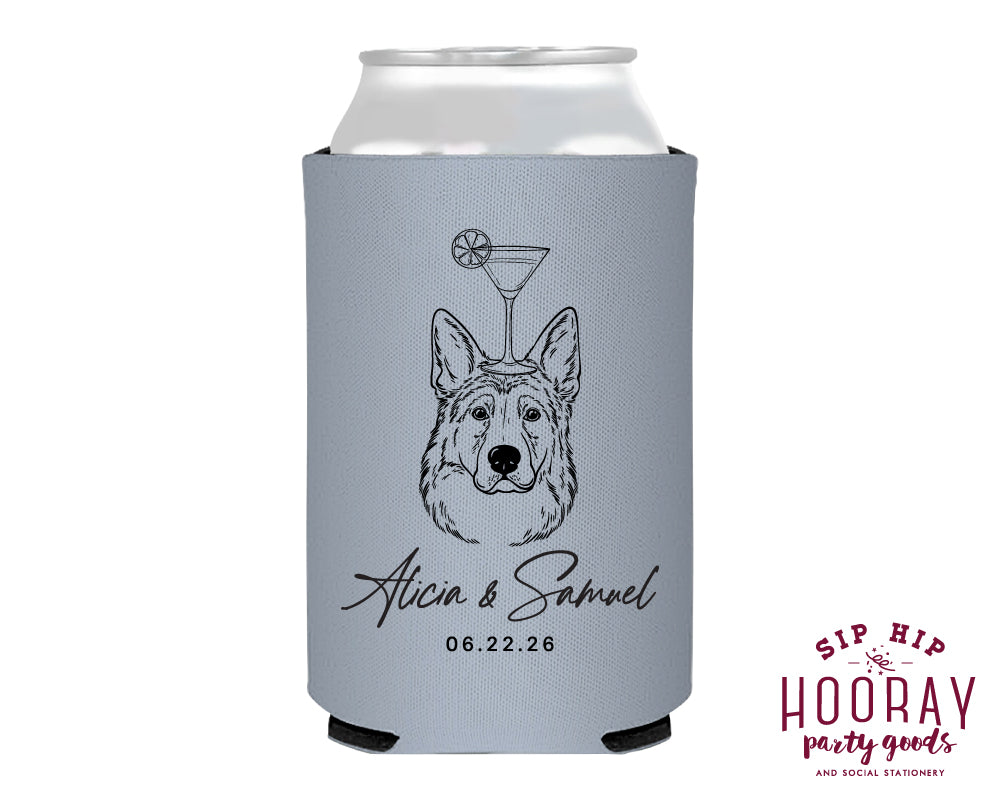 German Shepard Drawing Wedding Foam Can Coolers