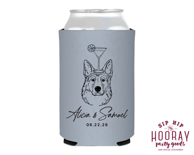 German Shepard Drawing Wedding Foam Can Coolers