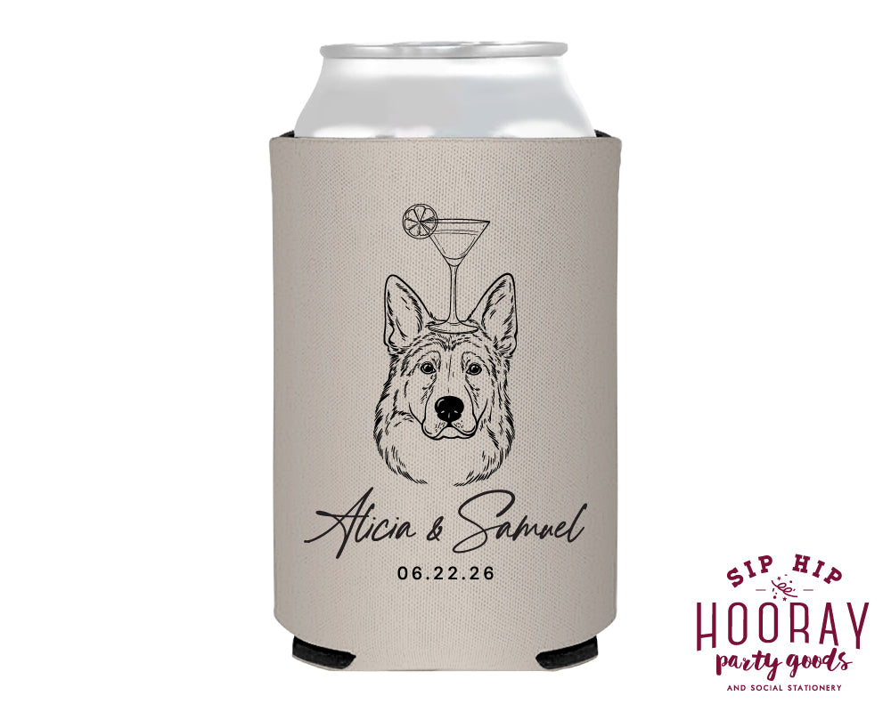 German Shepard Drawing Wedding Foam Can Coolers