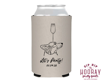 Corgi Champagne Sketch Foam Can Coolers