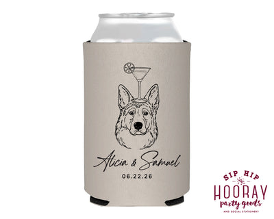 German Shepard Drawing Wedding Foam Can Coolers