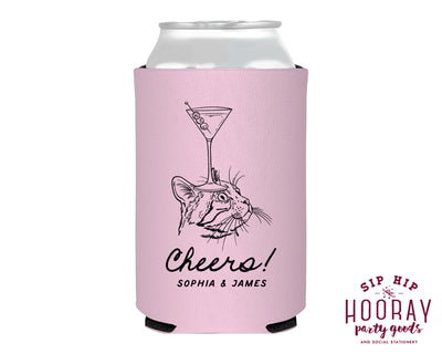 Cheers Cat Sketch Wedding Foam Can Coolers